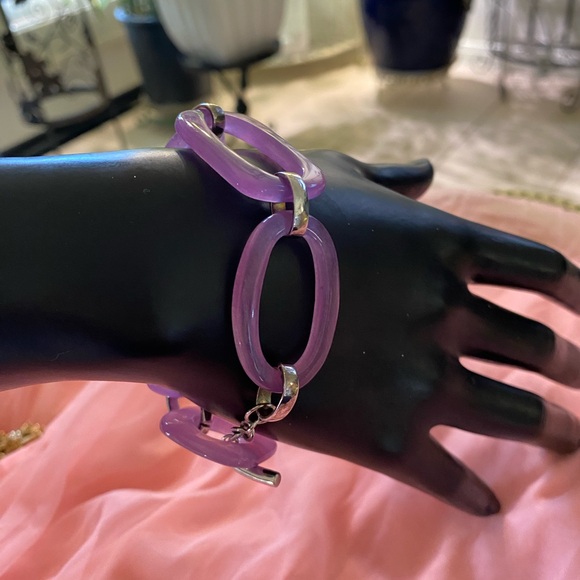 Jewelry - PURLE JADE INTERLOCKING SS BRACELET